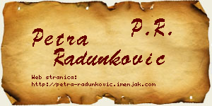 Petra Radunković vizit kartica